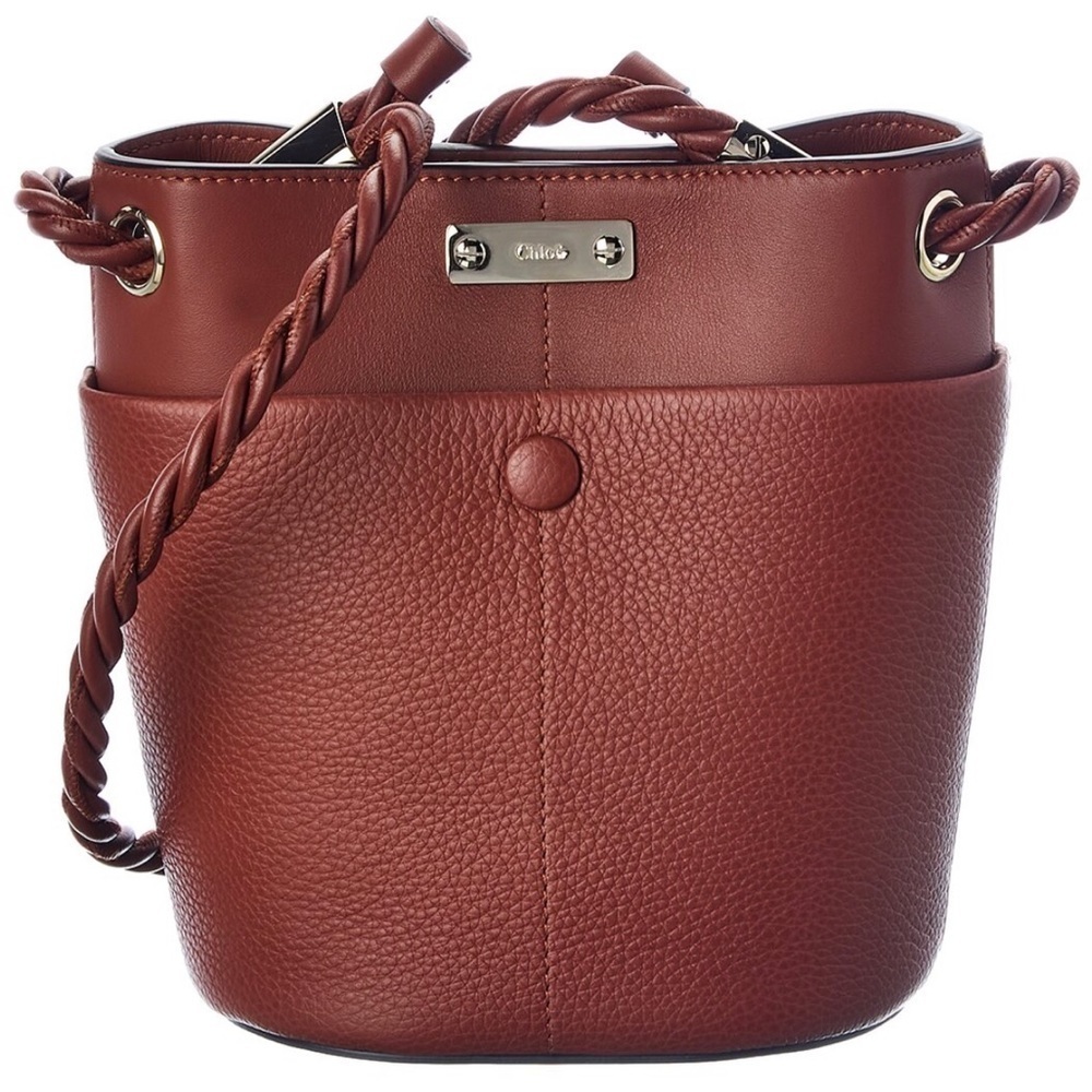 HOST PICK NEW Chloe Sepia Brown Key Small Leather Bucket Bag